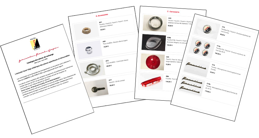 Amicale Facel Véga - Catalogue des pièces de rechange
